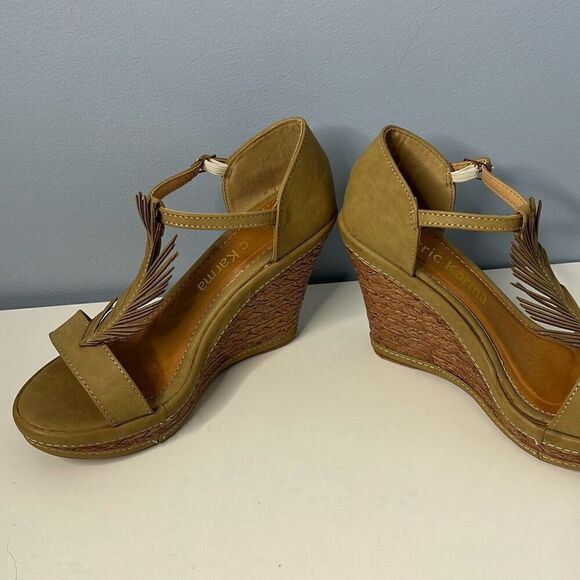 Electric Karma Wedge Heels Olive Sz 8 1/2 - Picture 10 of 10